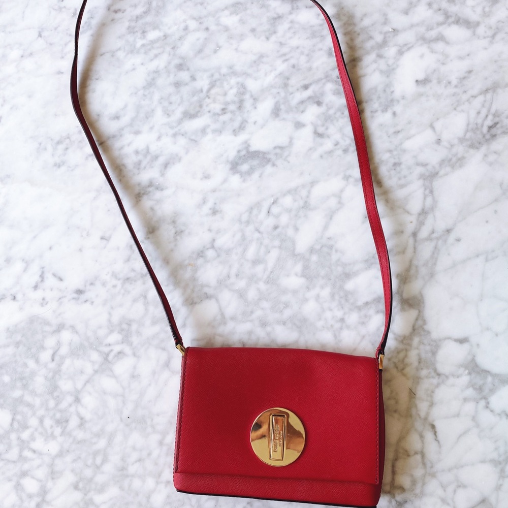 Kate Spade small red leather crossbody bag